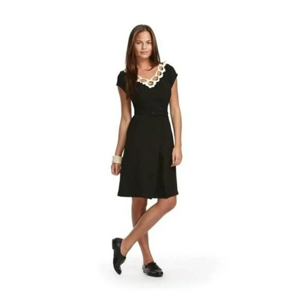 🦋 Libertine for Target Black Embroidered Lace Belted Dress Junior 9